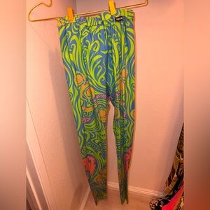 Versace Blue and Green Music Leggings READ DESCRIPTION